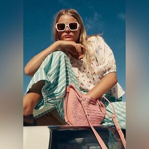 New Free People Cabana Crossbody Bag. Pink